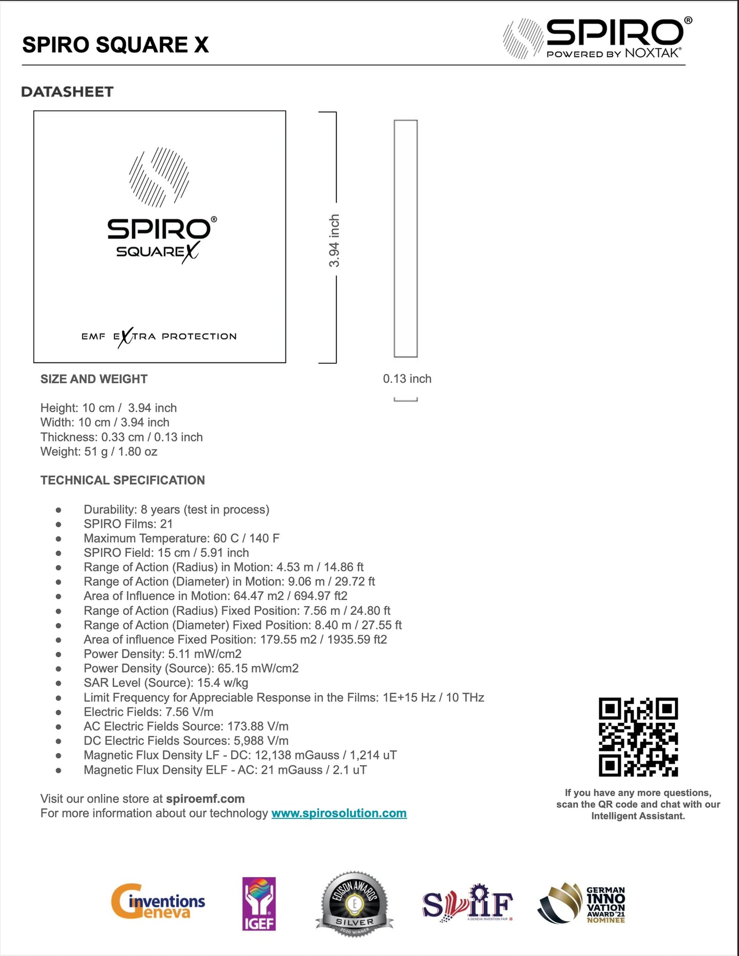 SPIRO® SQUARE X - Geavanceerd Elektromagnetisch Filter voor WiFi-routers, Werkplekken en Elektrische Voertuigen